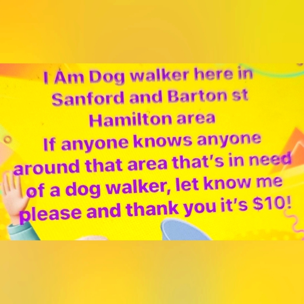 I'm am a,dog walker in Hamilton ( Sanford)
